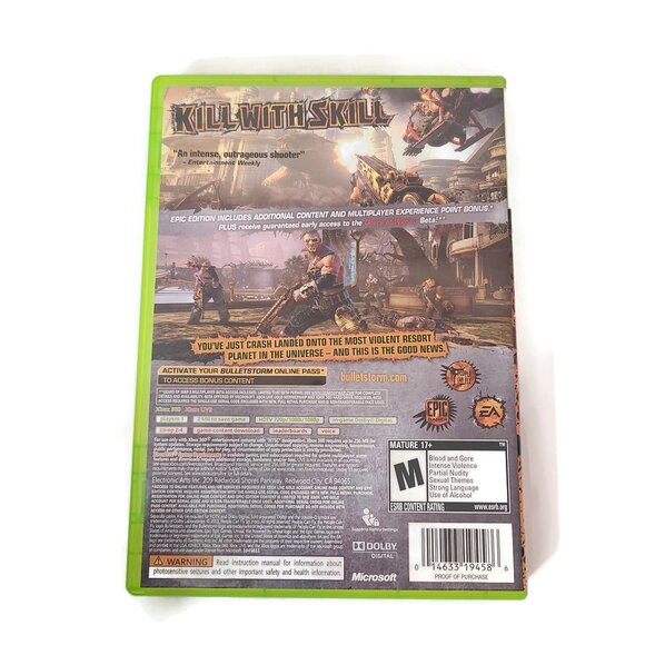 Bulletstorm Epic Edition Microsoft Xbox 360 With Case Manual NOT BACK COMPATIBLE - Picture 2 of 5
